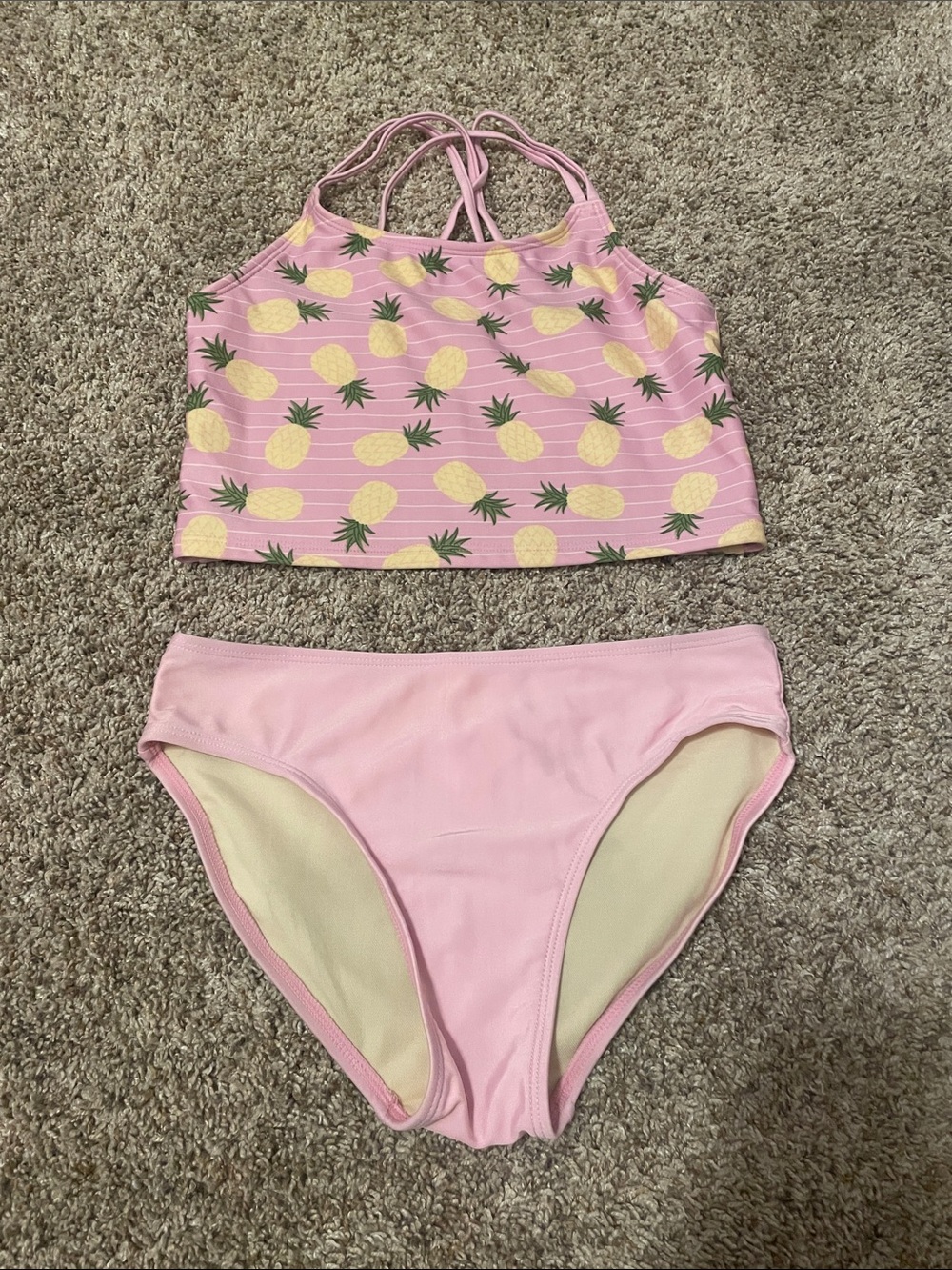 Cat & Jack Pink and Cream Swimwear Label Detail